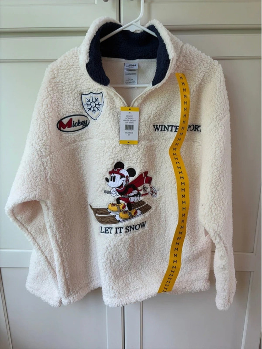 Disney Mickey Mouse Let It Snow Sherpa Quarter Zip Women’s M NWT